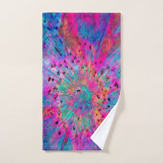 Handdoekset Abstracte Floral. in Blauw & Roze Bad Handdoek (Handdoek)