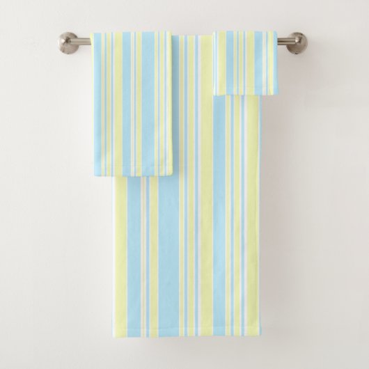 Handdoekset Blauw Geel Witte Stripe Bad Handdoek (Insitu)