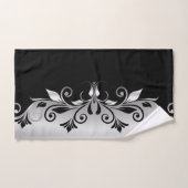 Handdoekset - Bloeit Zwart en Zilver Bad Handdoek (Handdoek)