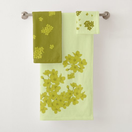 Handdoekset Chartreuse limoen goudfloraal Bad Handdoek (Insitu)