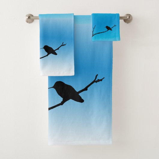 Handdoekset - Hummingbird Silhouette on Blue Bad Handdoek (Insitu)