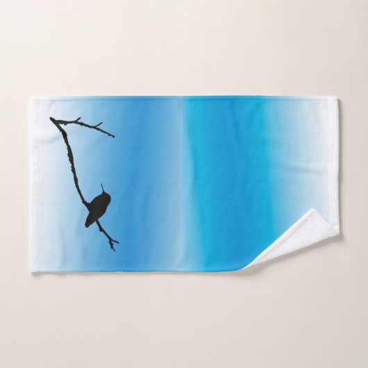 Handdoekset - Hummingbird Silhouette on Blue Bad Handdoek (Handdoek)