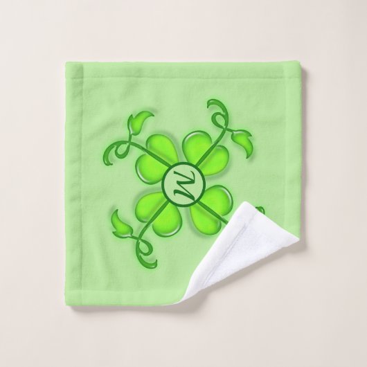 Handdoekset - Ivy Leaves met Monogram Bad Handdoek (Wasdoekje)