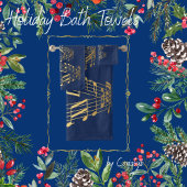 Handdoekset Kerstnotities Royal Blue en Gold Bad Handdoek