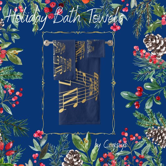 Handdoekset Kerstnotities Royal Blue en Gold Bad Handdoek