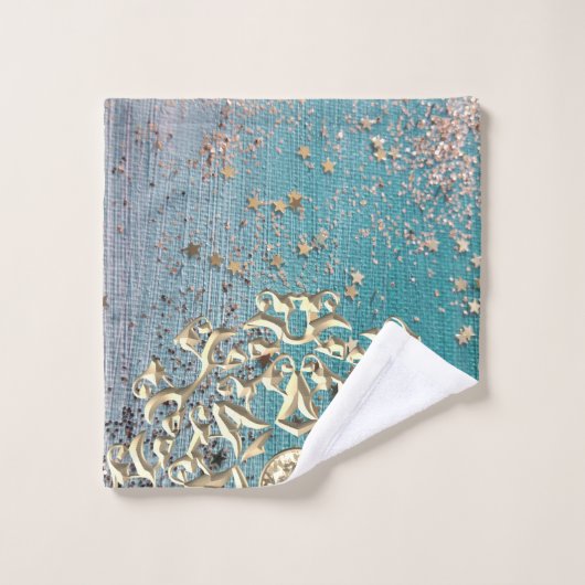 Handdoekset met glittergem mandala bad handdoek (Wasdoekje)