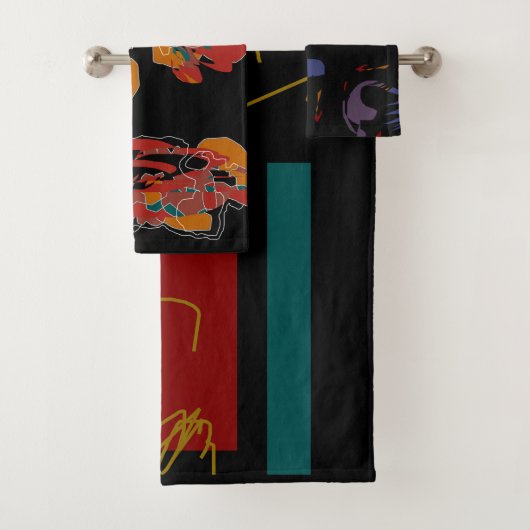 handdoekset met unieke abstracte illustraties bad handdoek (Insitu)