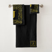 Handdoekset - Monogram J - Celtic Dragon Lijst Bad Handdoek (Insitu)