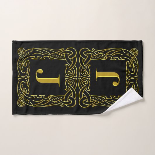 Handdoekset - Monogram J - Celtic Dragon Lijst Bad Handdoek (Handdoek)