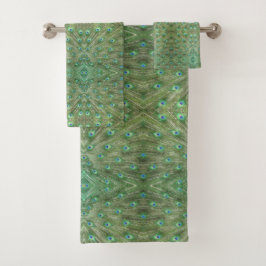 Handdoekset - pauwenveren bad handdoek