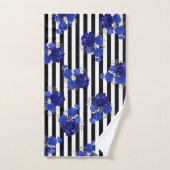 Handdoekset Royal Blue Floral Black Vert. Stripes Bad Handdoek (Handdoek)