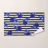 Handdoekset Royal Blue Floral Black Vert. Stripes Bad Handdoek (Handdoek)