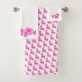 Handdoekset - Roze Geranium Blossom Bad Handdoek