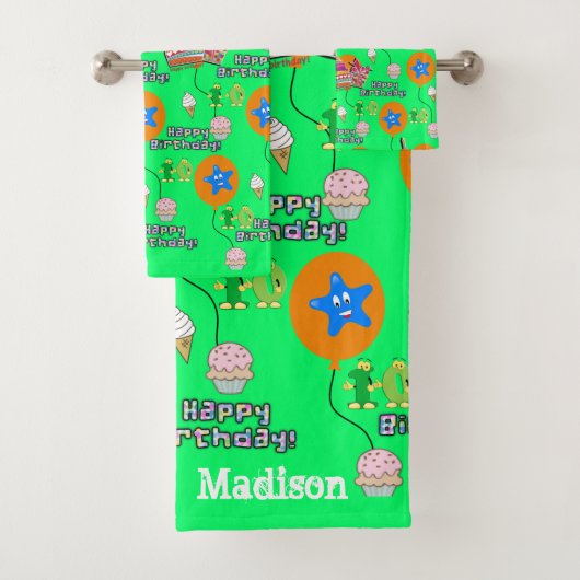 Handdoeksets, #10 Happy 10th Birthday Bad Handdoek (Insitu)