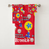 Handdoeksets, #4 Happy 4th Birthday Red Bad Handdoek (Insitu)