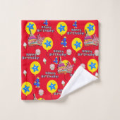 Handdoeksets, #4 Happy 4th Birthday Red Bad Handdoek (Wasdoekje)