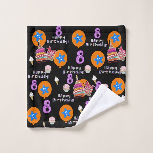 Handdoeksets, #8 Happy 8th Birthday Bad Handdoek (Wasdoekje)