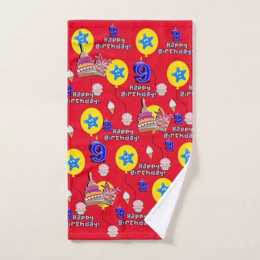 Handdoeksets, #9 Happy 9th Birthday Bad Handdoek (Handdoek)