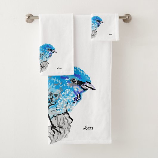 Handdoeksets: Blauwe vogel Bad Handdoek (Insitu)
