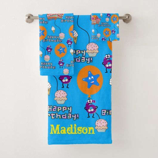 Handdoeksets, Happy 6th Birthday #6 Blue Bad Handdoek (Insitu)