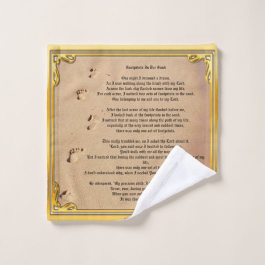 Handdoekvoetafdrukken in de zand Sober Champions Washandje (Wasdoekje)