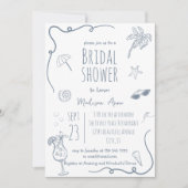 HandDrawn Beach Doodle Illustrations Bridal Shower Kaart (Voorkant)