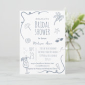 HandDrawn Beach Doodle Illustrations Bridal Shower Kaart (Staand voorkant)