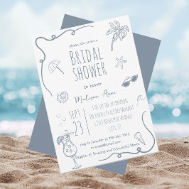 HandDrawn Beach Doodle Illustrations Bridal Shower Kaart