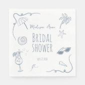 HandDrawn Beach Doodle Illustrations Bridal Shower Servet (Voorkant)