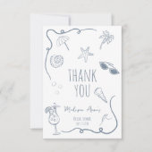 HandDrawn Beach Doodle Thank You Bridal Shower Bedankkaart (Voorkant)