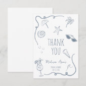 HandDrawn Beach Doodle Thank You Bridal Shower Bedankkaart (Voorkant / Achterkant)