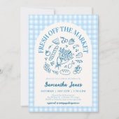Handdrawn Blue Fresh Off the Market Bridal Shower Kaart (Voorkant)