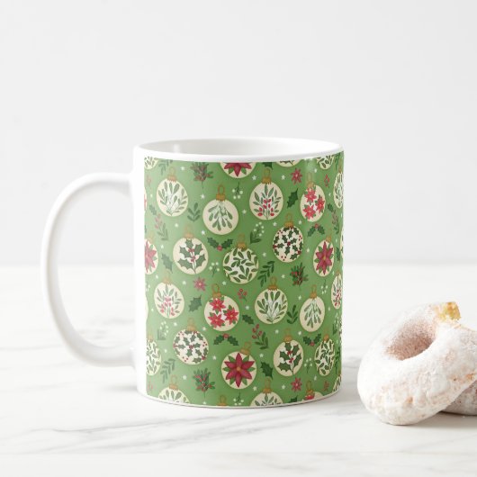 HandDrawn Christmas Ornament Coffee Mug Koffiemok (Met donut)
