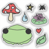 handdrawn froggy and other frog related doodles sticker (Voorkant)