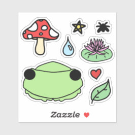 handdrawn froggy and other frog related doodles sticker