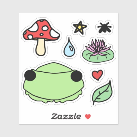 handdrawn froggy and other frog related doodles sticker (Vel)