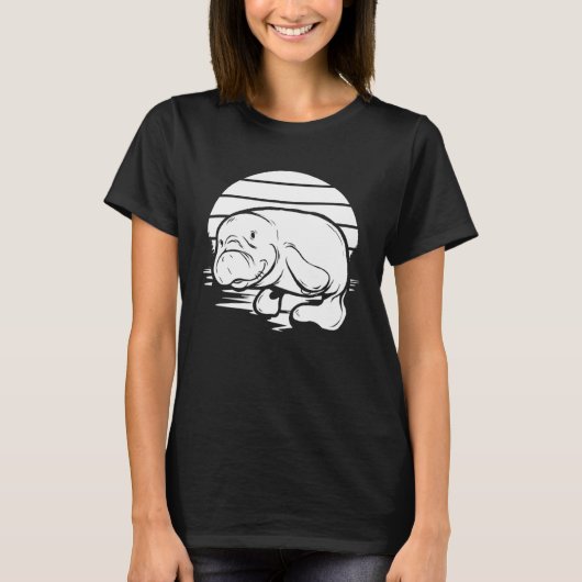 Handdrawn Manatee Sea Cow Marine Animal Sea Creatu T-shirt (Voorkant)
