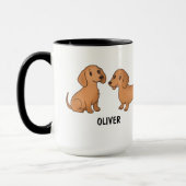 Handdrawn Red Dachshund Dog Custom Cute Mok (Links)