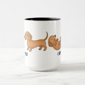 Handdrawn Red Dachshund Dog Custom Cute Mok (Midden)