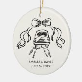 Handdrawn Retro Wedding Car Just Married Photo Keramisch Ornament (Links)