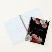 Handdrawn Vintage Roses Black Background Notitieboek (Binnen)