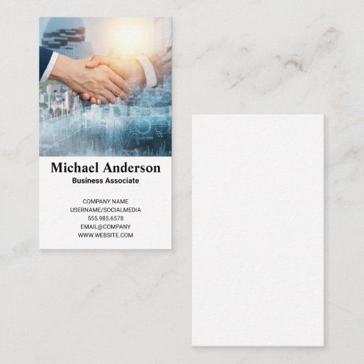handdruk | handelsovereenkomst | Financials Visitekaartje (Voorkant / Achterkant)