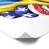 Handdruk Oekraïense vlag en Amerikaanse vlag Poster (Hoek)