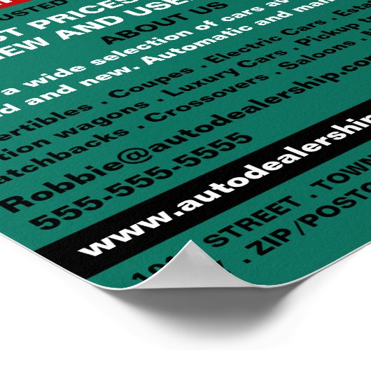 Handdruk ontwerp, Auto Dealership Adverteren Poster (Hoek)