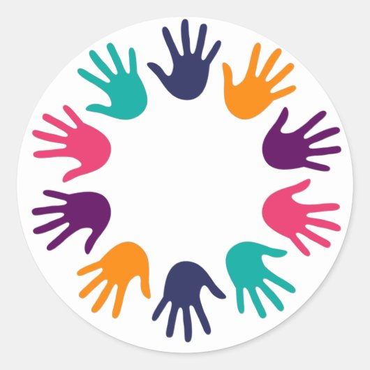 Handdruk Ronde Sticker (Voorkant)