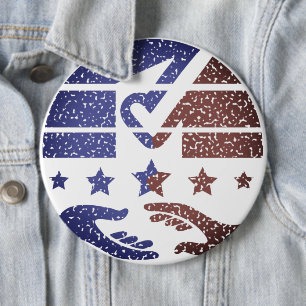 Handdruk van nationale plicht ronde button 6,0 cm