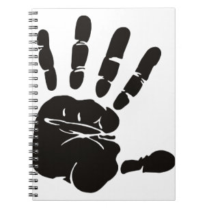 Handdruk zwart notitieboek