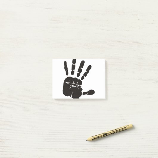 Handdruk zwart post-it® notes (Op bureau)