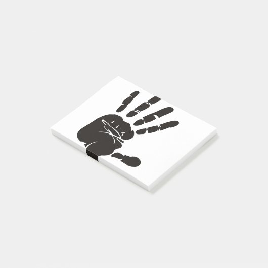 Handdruk zwart post-it® notes (Schuin)