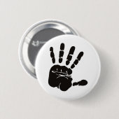 Handdruk zwart ronde button 5,7 cm (Voorkant /achterkant)